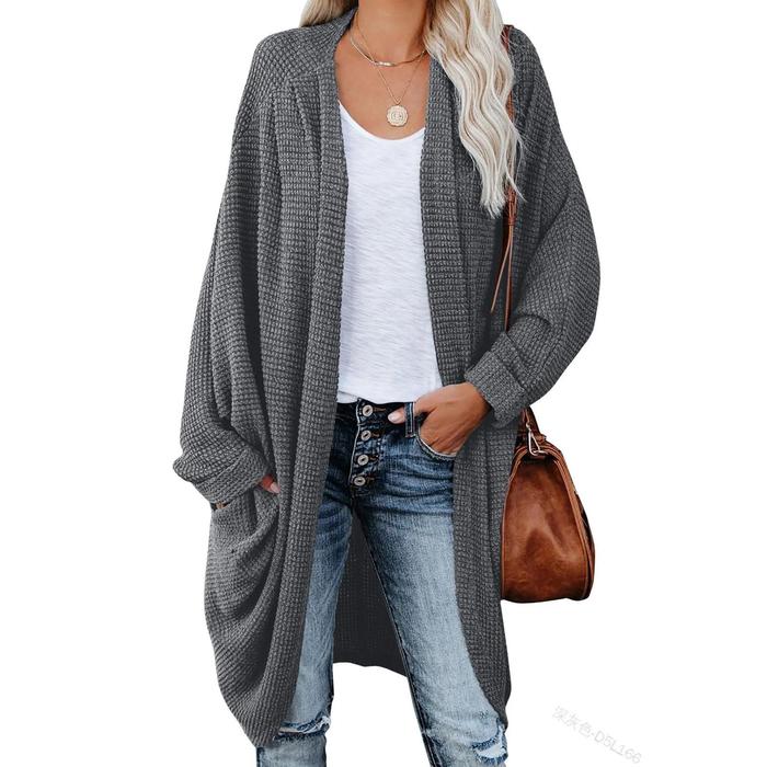 Boho Cardigan Long Sleeve Sweater Knit Sweater Cardigan Jacket Long Sweater Loose Version Pocket Swe