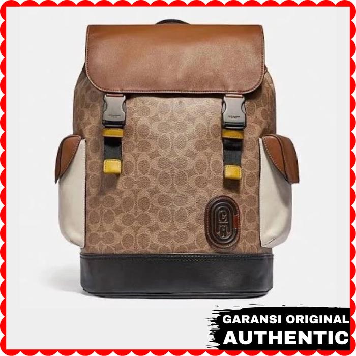 Tas Ransel Pria Coach Backpack Rivington In Signature Canvas Original Store Branded Authentic