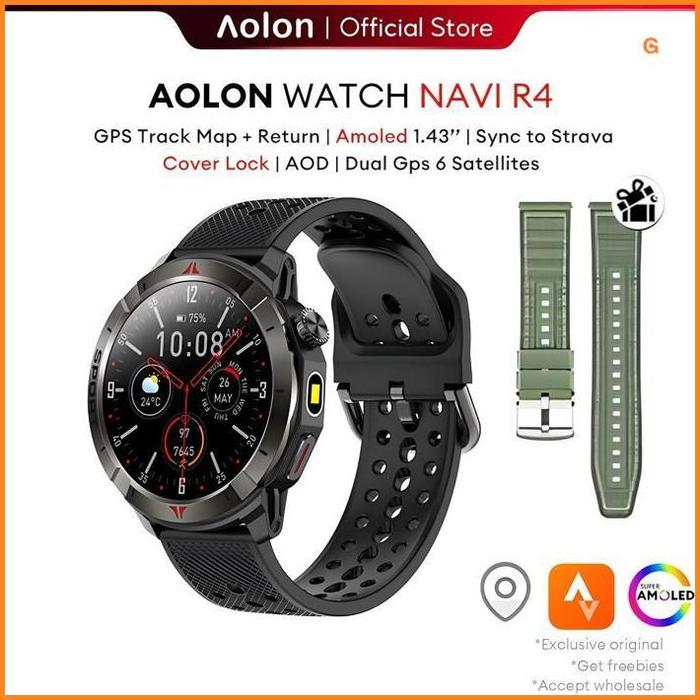 new Gift StrapAolon Navi R4 New jam tangan pintar Smartwatch Dual GPS 6-satellite Positioning Track