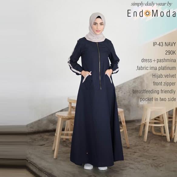 Ready Stock DRESS SET JILBAB - ENDOMODA EN-IP 43 - GAMIS POLOS KATUN IMA ORIGINAL