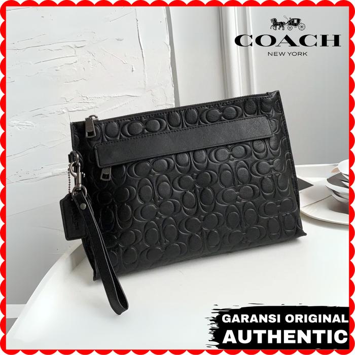 Tas Tangan Clutch Coach Pria Pouch In Signature Leather Original Store Branded Authentic