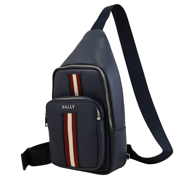 tas pria bally harrey sling bag navy red stripe ss