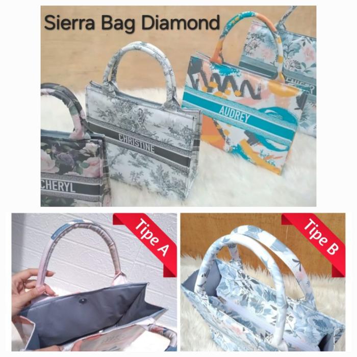 SIERRA BAG DIAMOND CETAK NAMA CUSTOM MOTIF Tas Tote Wanita Kekinian Printing SOUVENIR ULTAH ARISAN C