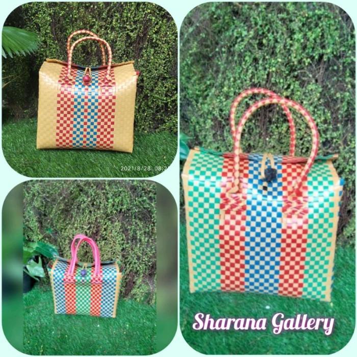 Tas Anyaman Plastik Model Tutup.. Minimalis Aesthetic Elegan Premium Terbaru