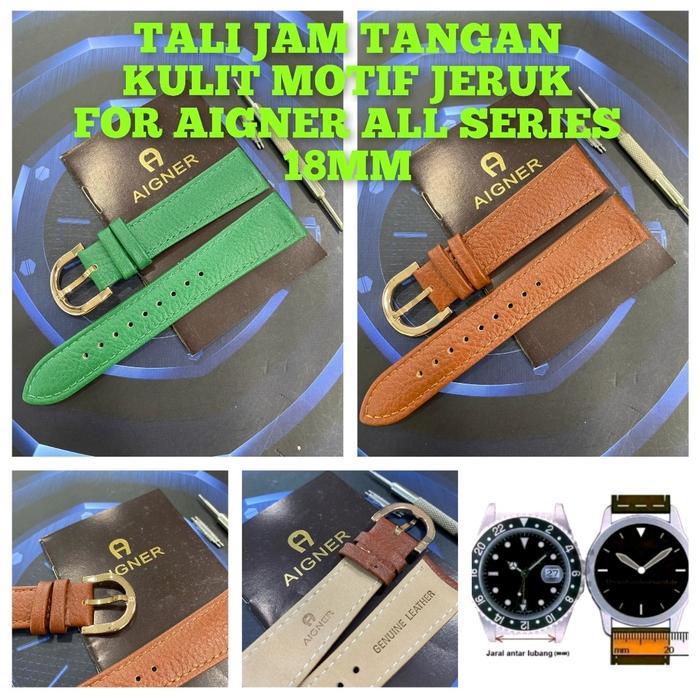 Strap/Tali jam tangan kulit motif jeruk for Aigner Buckle Baru Rosgold UK 18mm