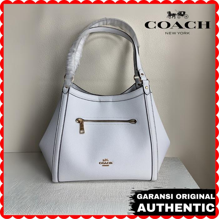 Tas Coach Wanita Pebbled Leather Kristy Shoulder Bag in Putih Original Store Branded Authentic