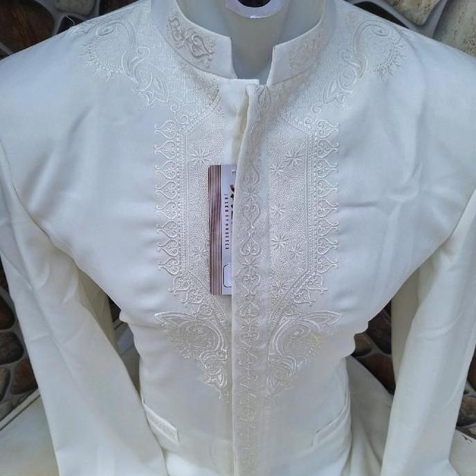 Muslim Jas Koko Mewah Salafy Putih Bahan Sanwos Premium Dewasa Panjang Kantong Depan - Muslim, Bordi
