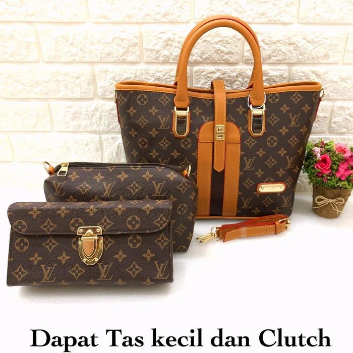 Tas Batam LV ARTIKA 3SET dapat tas kecil dan clutch 3in1 Super Tas Besar wanita kerja kantor