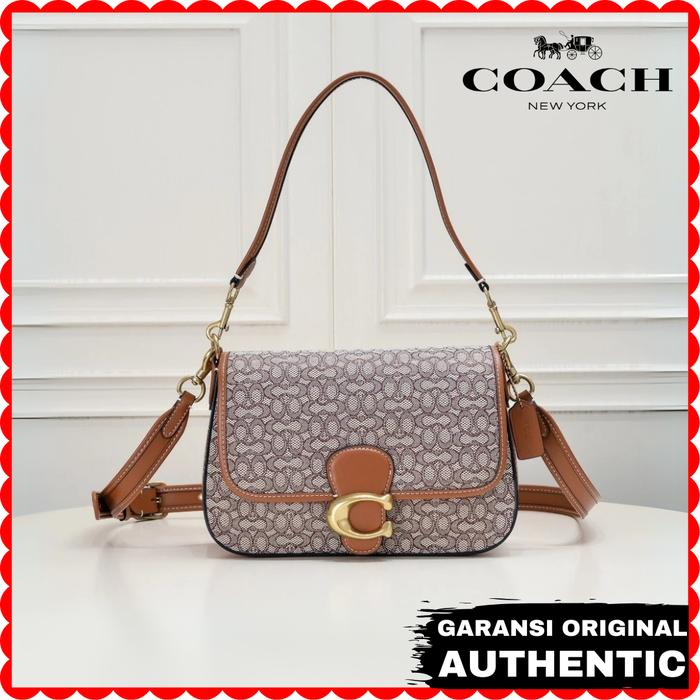 Tas Selempang Coach Wanita Soft Tabby Shoulder Bag In Micro Signature Jacquard Original Store Brande
