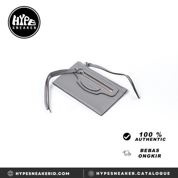 Dompet BALENCIAGA NEO CLASSIC GREY ZIP CARD WALLET 100% ORIGINAL - 13X8CM