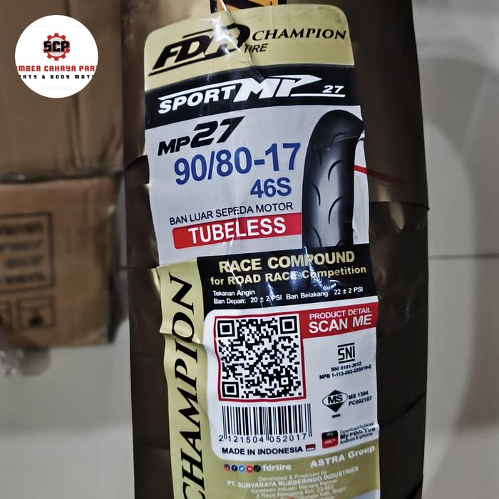 Ban FDR MP27 M76 90/80-17 Ring 17 Tubeless Bebek Sport MP 27 MP 76