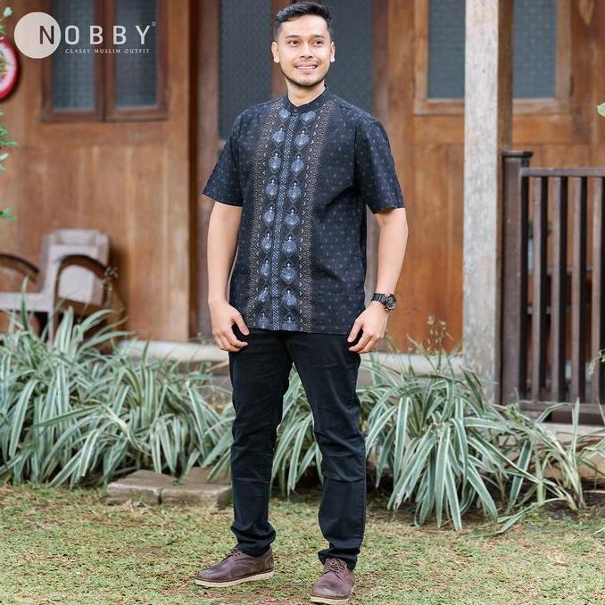 Muslim Nobby Men Rawinda RSM Atasan Kemeja Koko Pria Regular Short Mandarin Lengan Pendek Bahan 100%