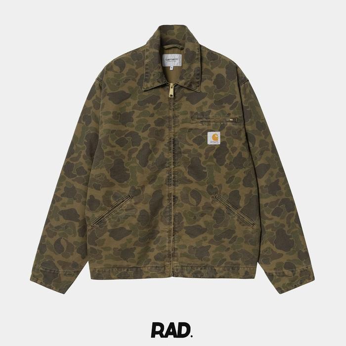 Carhartt WIP Duck Detroit Jacket Camo Duck, Green - Office Green (garment dyed) Original