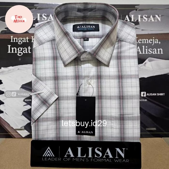 Kemeja Motif Alisan lengan pendek Reguler