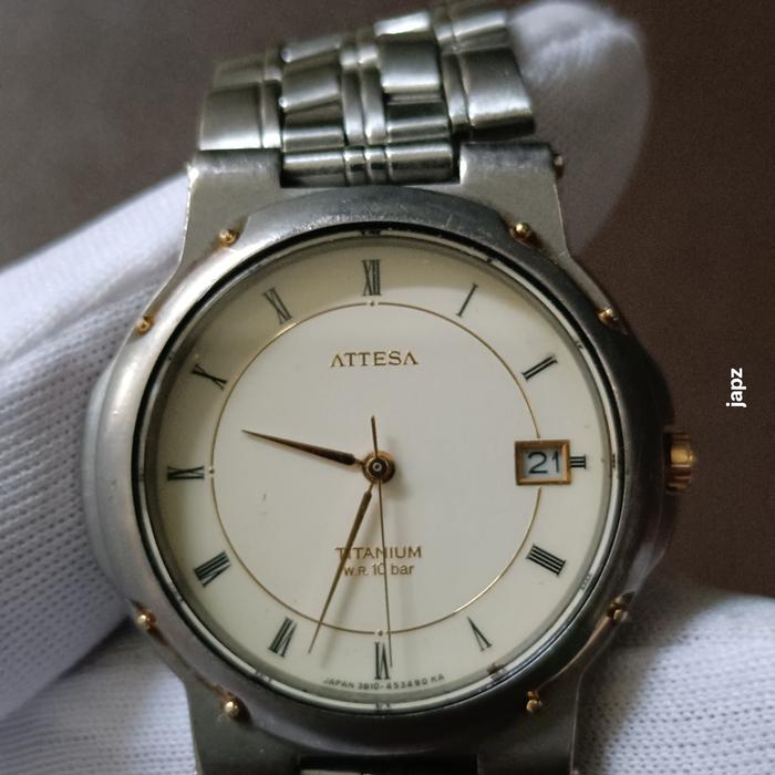 Jam tangan vintage citizen attesa date titanium watch