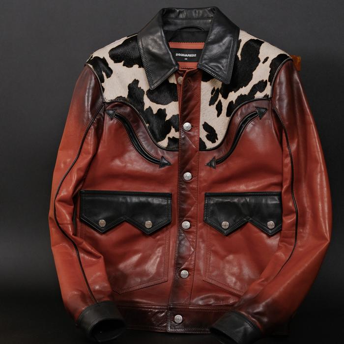 Dsquared2 Ombre Calfskin Leather Jacket Vintage Cowboy Original Authentic
