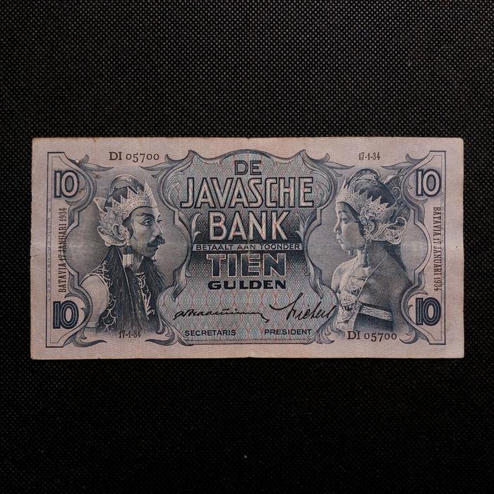 Uang Kuno 10 Gulden Wayang ttd Praasterink Hindia Belanda - DI 05700
