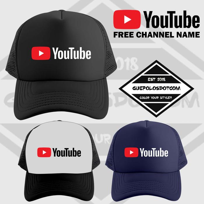 TOPI JARING TRUCKER LOGO YOUTUBE FREE NAMA CHANNEL - Topi jaring YouTube Keren - TOPI JARING YOUTUBE