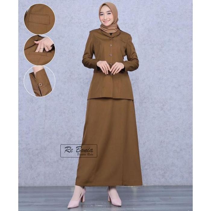 Termurah Blazer ReBonia Seragam PNS Pemda Tua Kheki Tua Baju Pns Setelan Pns Wanita setelan rok A Re