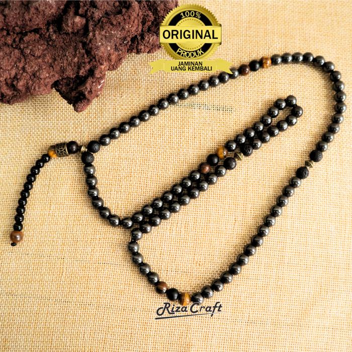 Tasbih KESEHATAN Mustika Badar Besi 99 Butir Besi Blustin mix Lava Tiger Eye Premium