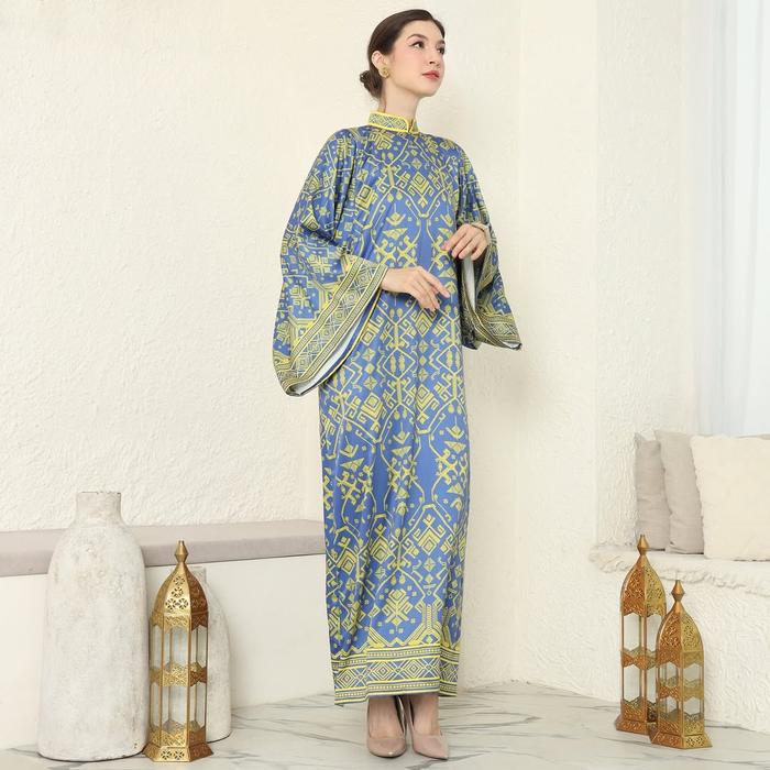 Kaftan Biru  - Kaftan Biru Lime - Kaftan Etnik - Kaftan Premium - Kaftan Jumbo - Dress Biru - Dress 