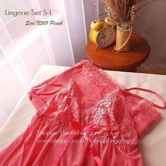 S-L Lingerie Sets Original - Sexy Lingerie Wanita Baju Tidur Transparan Malam Pertama Lingering N301