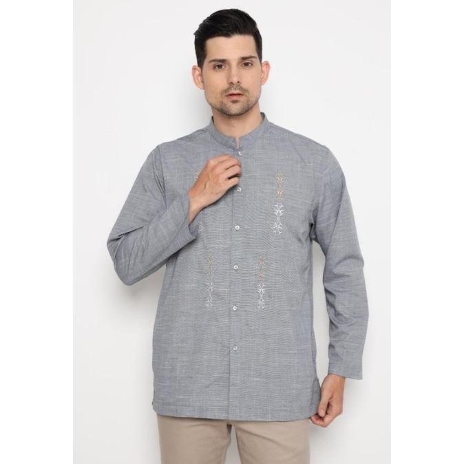 Terbaru Jobb Ajmal Baju Koko Pria Lengan Panjang Regular Fit Abu-Abu