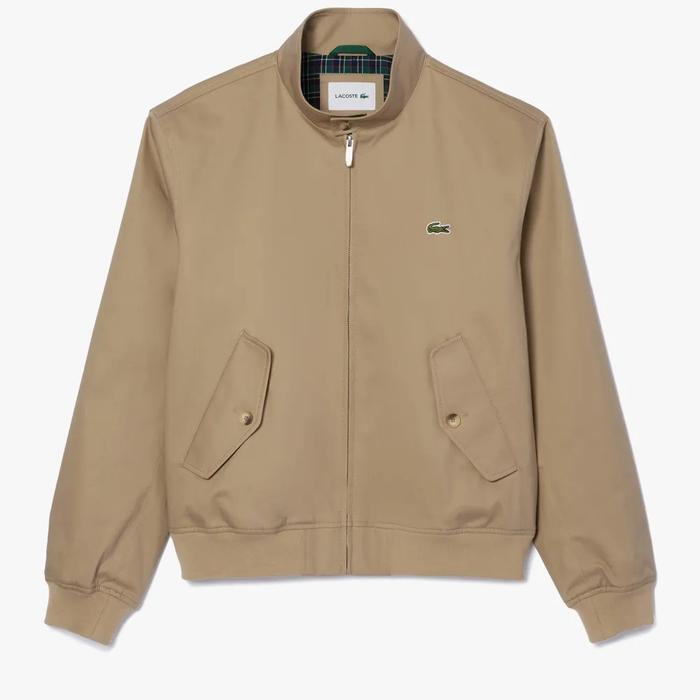 Lacoste Men's LACBH1172CB8 Water-Repellent Twill Harrington Jacket - Beige