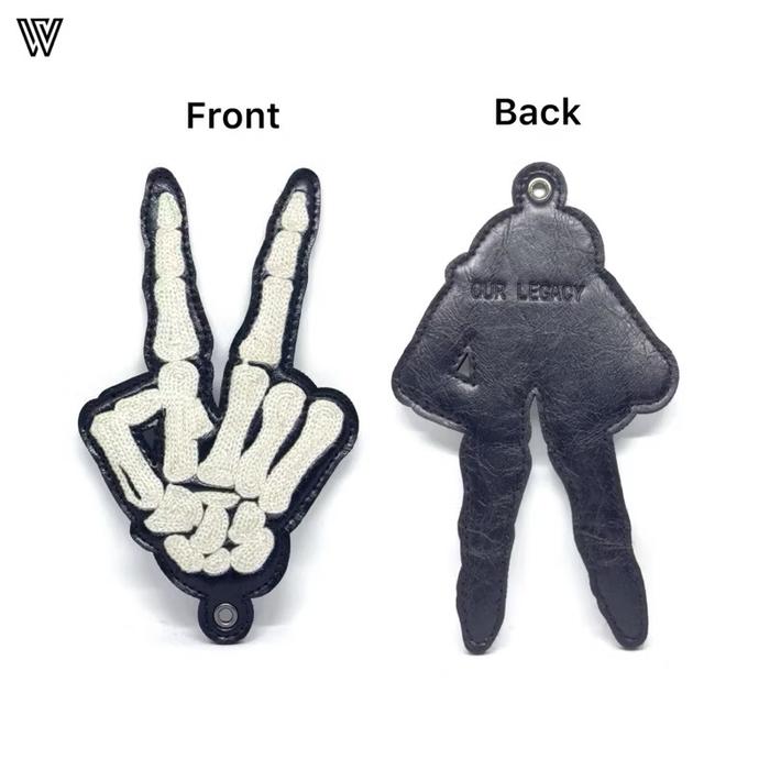 Our Legacy Embroidered Skeleton Scissors Key Ring