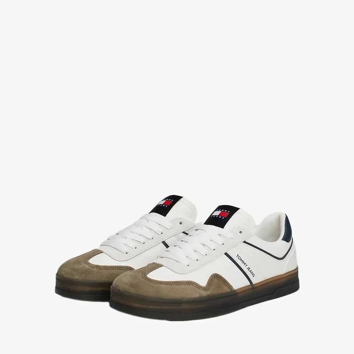 Tommy Hilfiger - Tommy Jeans THREM01462YB Leather Sepatu Sneakers Pria - Ecru