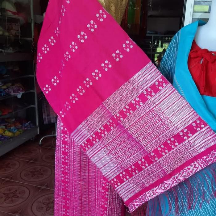 Songket Batak Tenun Tangan Tarutung Pink Pucca Bintik Tumtuman