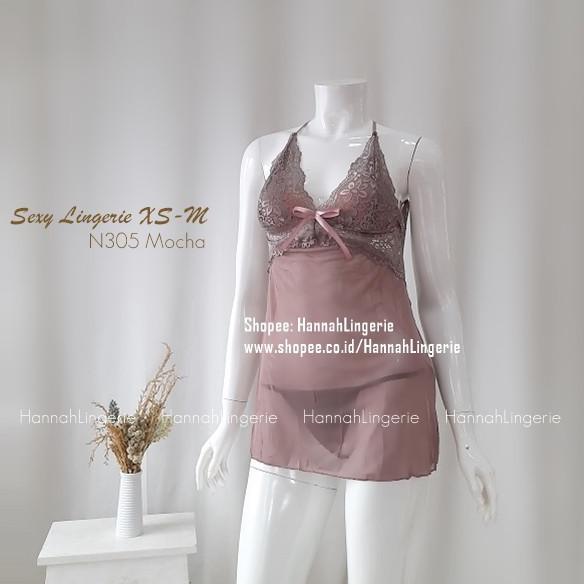 Xs-M Lingerie Sets Original Baju Tidur Transparan Sexy Lingerie Wanita Malam Pertama Lingering N305