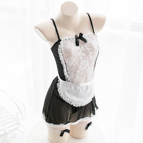 Cosplay Maid M-3Xl Lingerie Kostum Pelayan Pembantu Asisten Rumah Tangga Hot Seksi Baju Tidur Transp