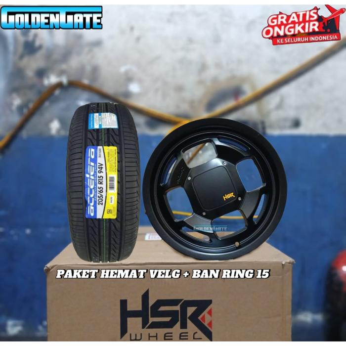 paketan velg racing r15 untuk rush innova xpander hrv hsr zandy + ban accelera ecu plush 205 65 r15