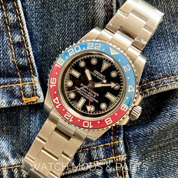 Seikomod Seiko NH34 GMT Berfungsi. Pepsi Bezel
