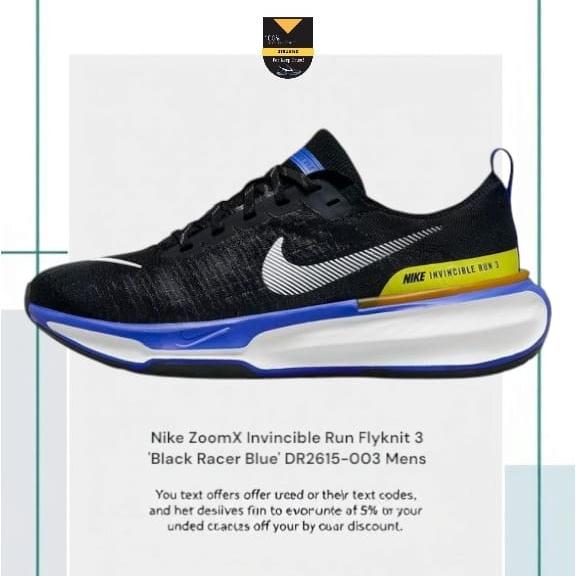 Nike ZoomX Invincible Run Flyknit 3 'Black Racer Blue' DR2615-003 Mens