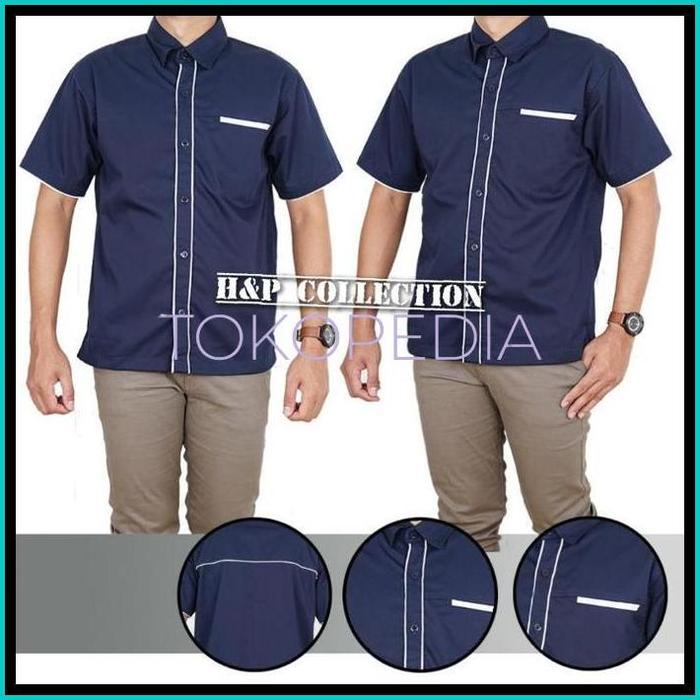 READY TERLARIS ENZINO KEMEJA SERAGAM KERJA EP-02 KEMEJA PUTIH LIS HITAM / KEMEJA PUTIH LIS BIRU / KE