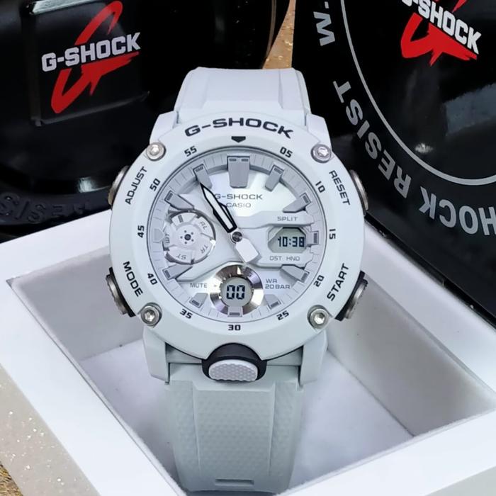 JAM TANGAN PRIA CASIO G-SHOCK ORIGINAL ANALOG DIGITAL PUTIH RESIN GA-2000S-7A CASIO G SHOCK GA 2000S