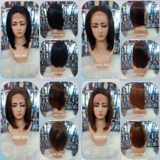 Lace Wig Bob Sebahu / Frontlace Lurus /Lacewig Pendek /Wig Rambut Palsu Wanita Model Bob Sebahu