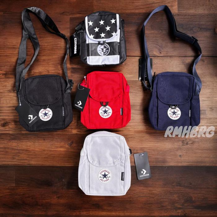 Sling Bag Converse Motif Pria Wanita / Tas Selempang Kecil Slot Hp Dompet Cowo Cewe / Tas Bahu Laki 