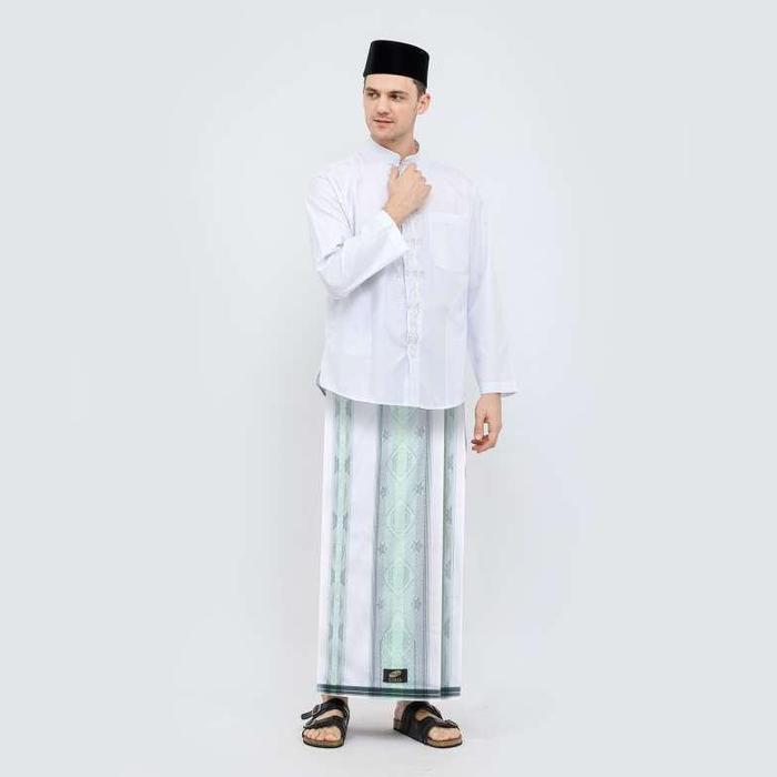 Sarung Atlas Idaman 590 Jacquard Classic Motif A5-Jpa Putih Hijau Berkualitas