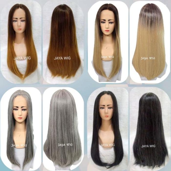 Frontlacewig Rambut Palsu Wanita Model Lace Wig Lurus Panjang Warna Ombre / Wig Lurus Panjang