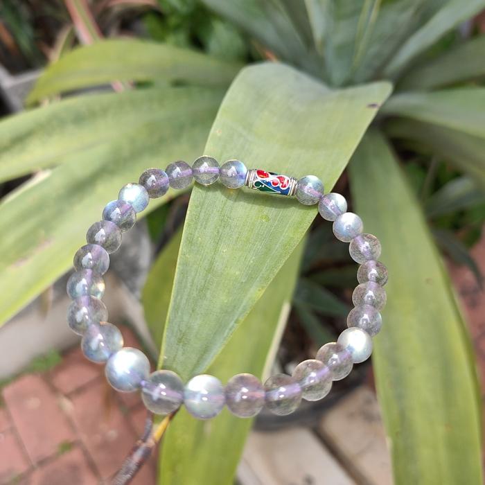 7MM Gelang Labradorite Premium with Original Silver Spacer