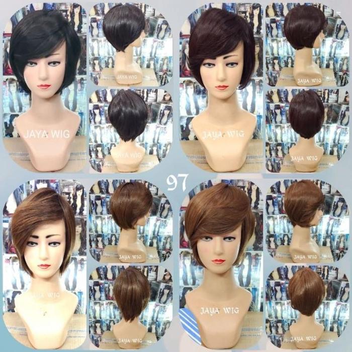 Wig Pendek Rambut Palsu Wanita Halus Lembut Seperti Rambut Asli