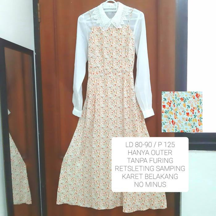 PRELOVED Outer overall bunga long dress floral korean style tali sepatu gaun panjang maxi summer bea