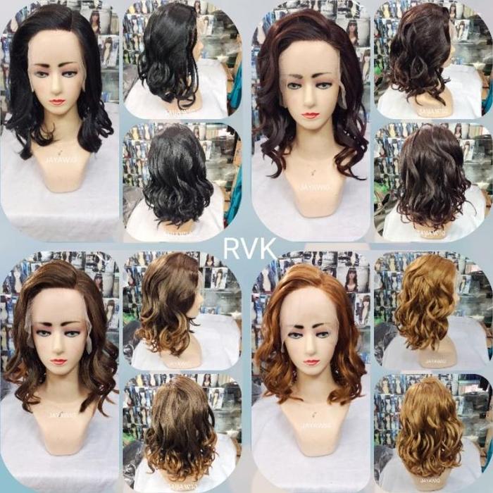 Wig Keriting Panjang Sebahu Tanpa Poni Rambut Palsu Curly Pendek