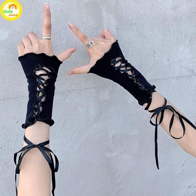 Sarung Tangan Rajut Jaring Wanita Sarung Tangan Hangat Sarung Tangan Tanpa Jari Sarung Tangan Robek 