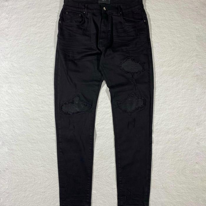 Amiri MX1 Leather Patch Ripped Skinny Jeans authentic original
