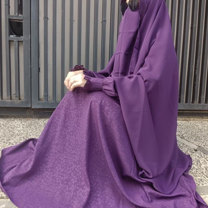 Gamis syari wolfis wolpeach wolvis premium embos emboss set khimar