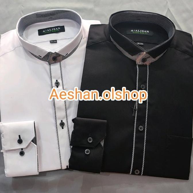 Kemeja Pria Alisan Krah Koko SLIMFIT Lengan Panjang